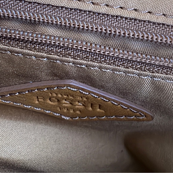 Tan Fossil Small Backpack/Crossbody with Colorful Floral Appliqués - Picture 8 of 10